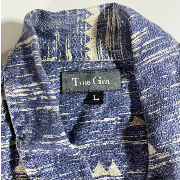 True Grit Celestial Bear Linen Short Sleeve Shirt Men's L Button - Picture 2 of 8